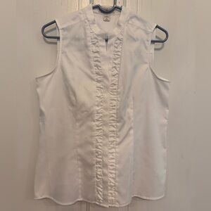 Coldwater Creek White No Iron Pleated Sleevelss Blouse Size Mediun